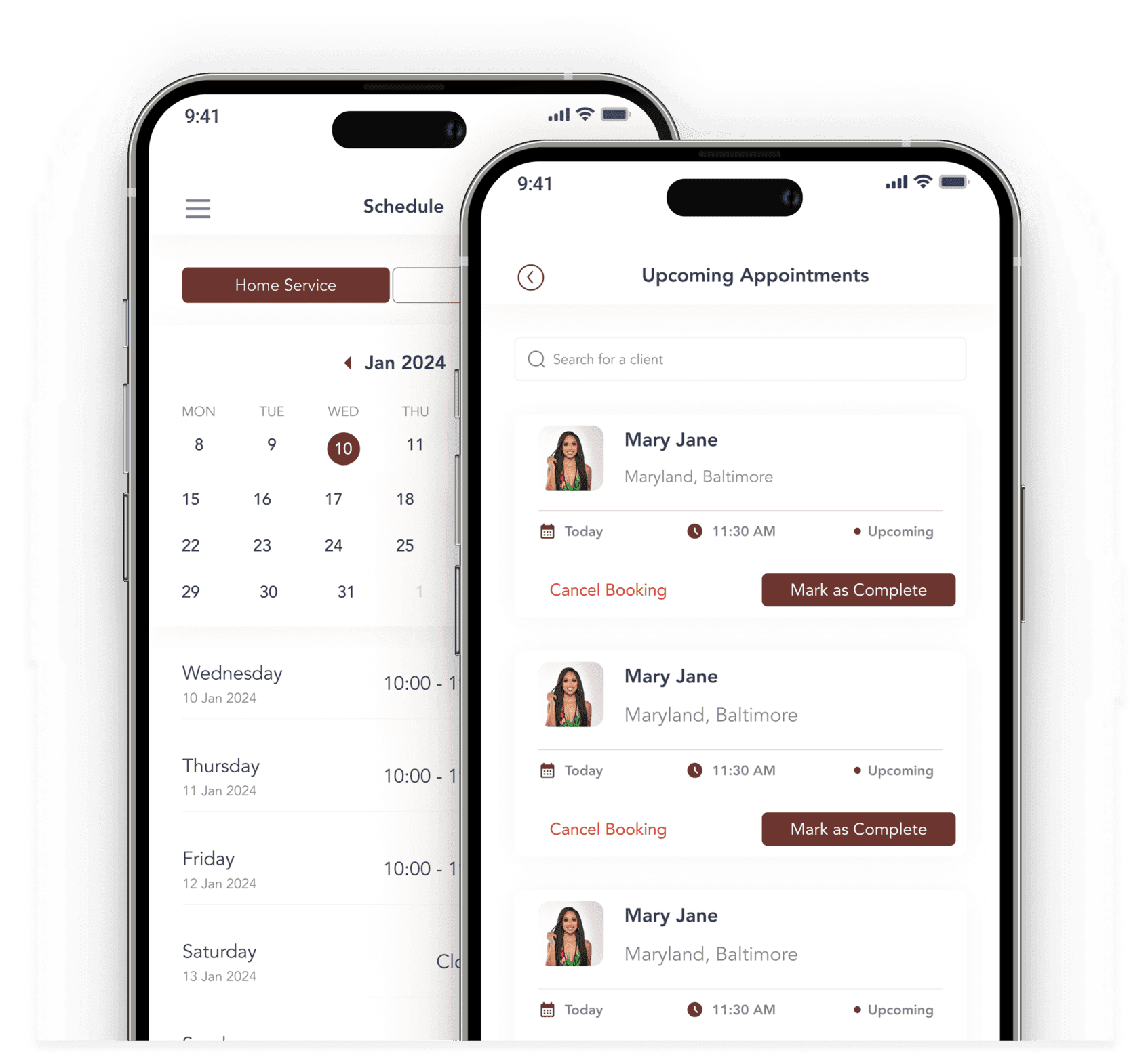 Booking & appointments in the Breeza app