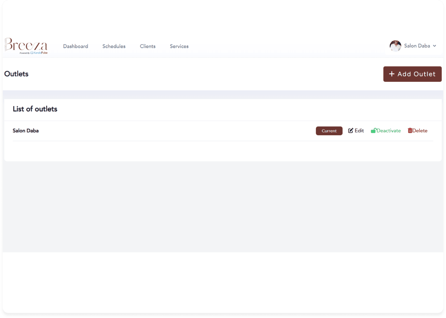 Multiple outlet management in the Breeza app
